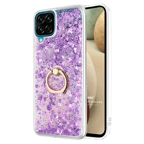 Microsonic Samsung Galaxy A12 Kılıf Glitter Liquid Holder Mor 1