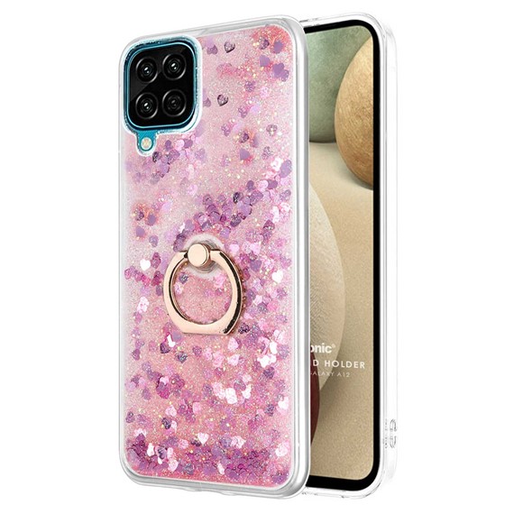 Microsonic Samsung Galaxy A12 Kılıf Glitter Liquid Holder Pembe 1