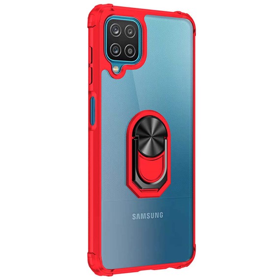 Microsonic Samsung Galaxy A12 Kılıf Grande Clear Ring Holder Kırmızı 2