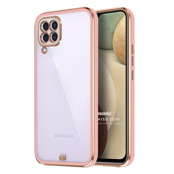 Microsonic Samsung Galaxy A12 Kılıf Laser Plated Soft Pembe 1