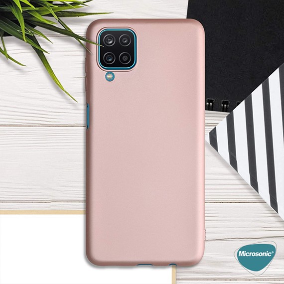 Microsonic Matte Silicone Samsung Galaxy A12 Kılıf Rose Gold 3