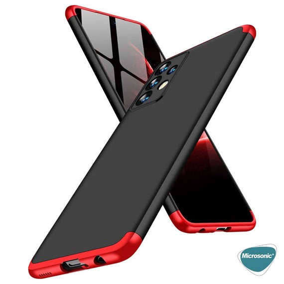 Microsonic Samsung Galaxy A13 4G Kılıf Double Dip 360 Protective Siyah Kırmızı 4
