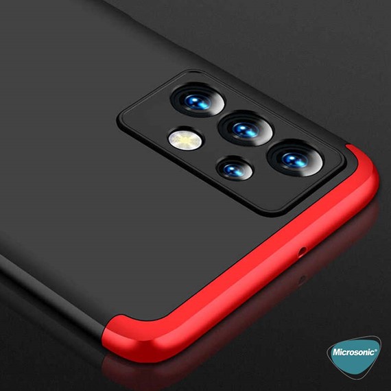 Microsonic Samsung Galaxy A13 4G Kılıf Double Dip 360 Protective Siyah Kırmızı 6