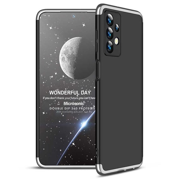 Microsonic Samsung Galaxy A13 4G Kılıf Double Dip 360 Protective Siyah Gri 1