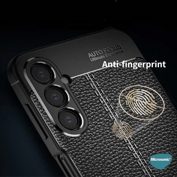 Microsonic Samsung Galaxy A24 Kılıf Deri Dokulu Silikon Siyah 2