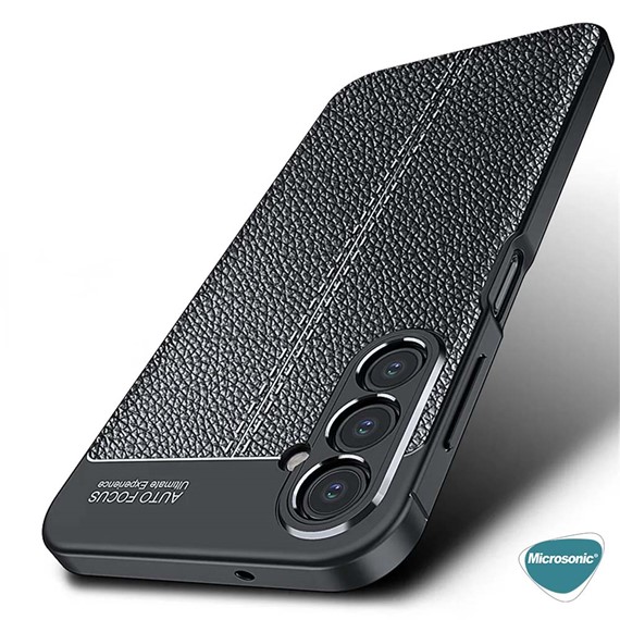 Microsonic Samsung Galaxy A25 Kılıf Deri Dokulu Silikon Siyah 4
