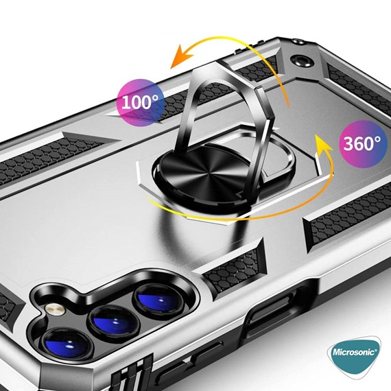 Microsonic Samsung Galaxy S24 Plus Kılıf Military Ring Holder Siyah 2