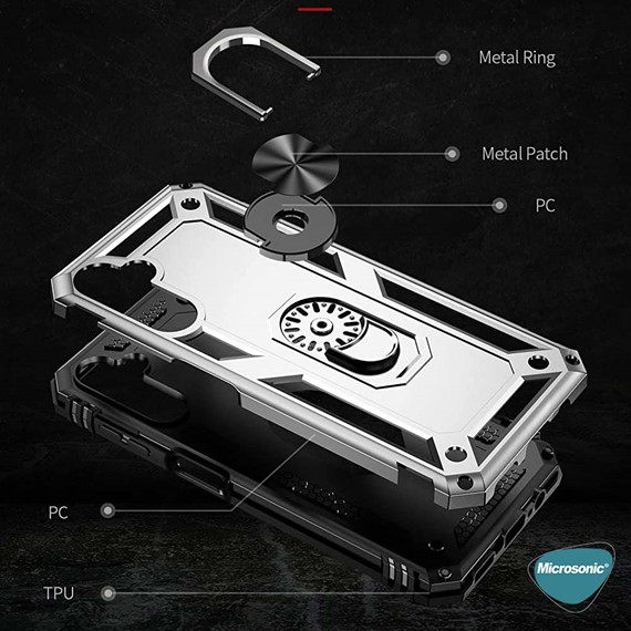 Microsonic Samsung Galaxy S24 Plus Kılıf Military Ring Holder Siyah 5
