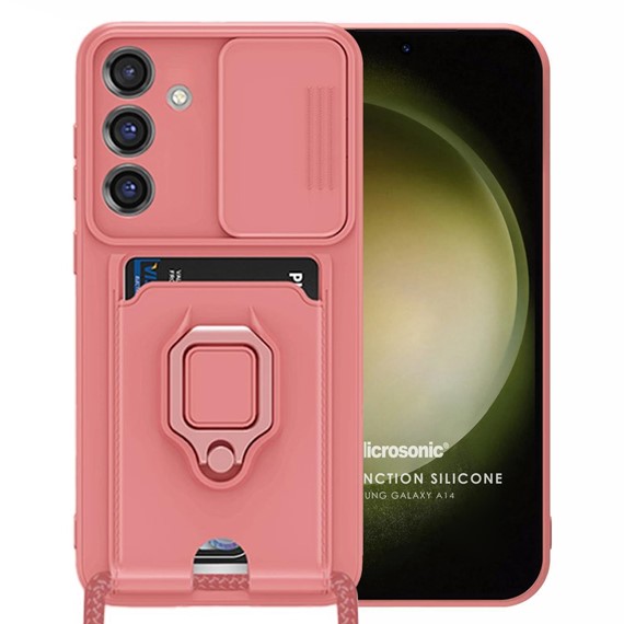 Microsonic Samsung Galaxy A14 Kılıf Multifunction Silicone Pembe 1