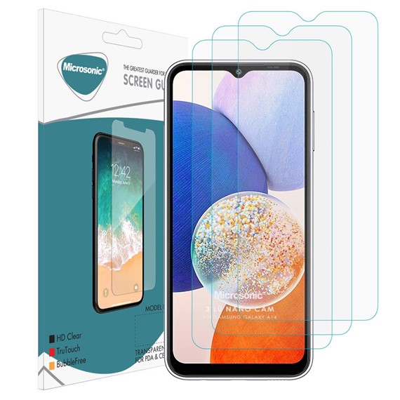 Microsonic Samsung Galaxy A14 Screen Protector Nano Glass Cam Ekran Koruyucu 3 lü Paket 1