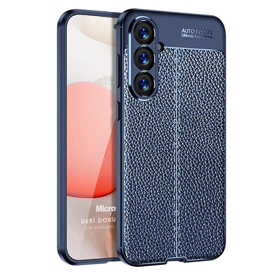Microsonic Samsung Galaxy A17 Kılıf Deri Dokulu Silikon Lacivert 1