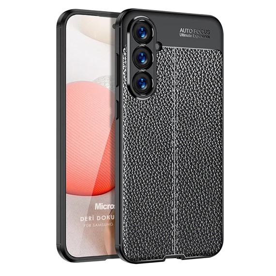 Microsonic Samsung Galaxy A17 Kılıf Deri Dokulu Silikon Siyah 1
