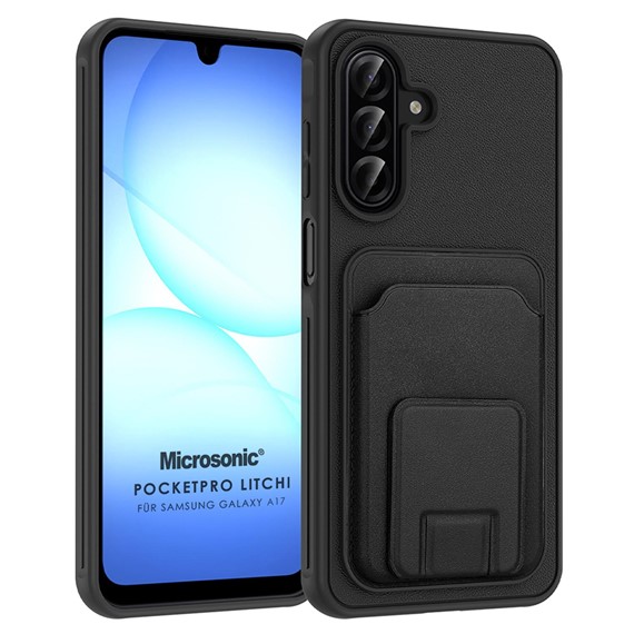 Microsonic Samsung Galaxy A17 Kılıf PocketPro Litchi Siyah 1