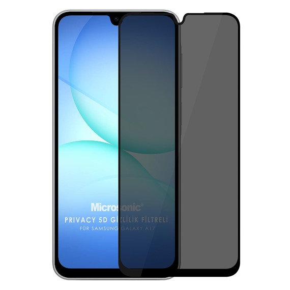Microsonic Samsung Galaxy A17 Privacy 5D Gizlilik Filtreli Cam Ekran Koruyucu Siyah 1
