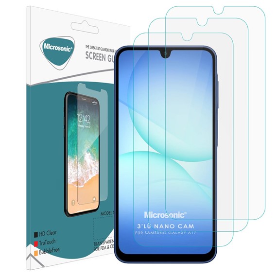 Microsonic Samsung Galaxy A17 Screen Protector Nano Glass Cam Ekran Koruyucu 3 lü Paket 2