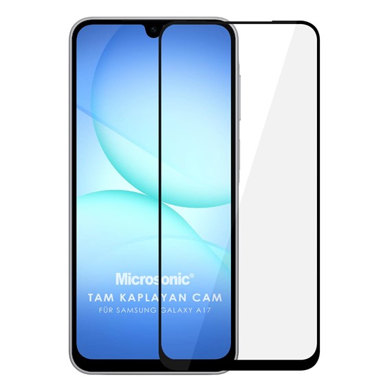 Microsonic Samsung Galaxy A17 Tam Kaplayan Temperli Cam Ekran Koruyucu Siyah 1