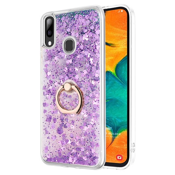 Microsonic Samsung Galaxy A20 Kılıf Glitter Liquid Holder Mor 1