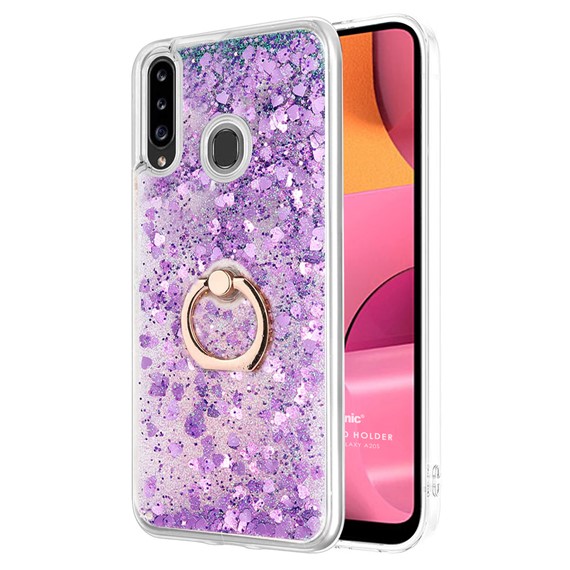 Microsonic Samsung Galaxy A20s Kılıf Glitter Liquid Holder Mor 1