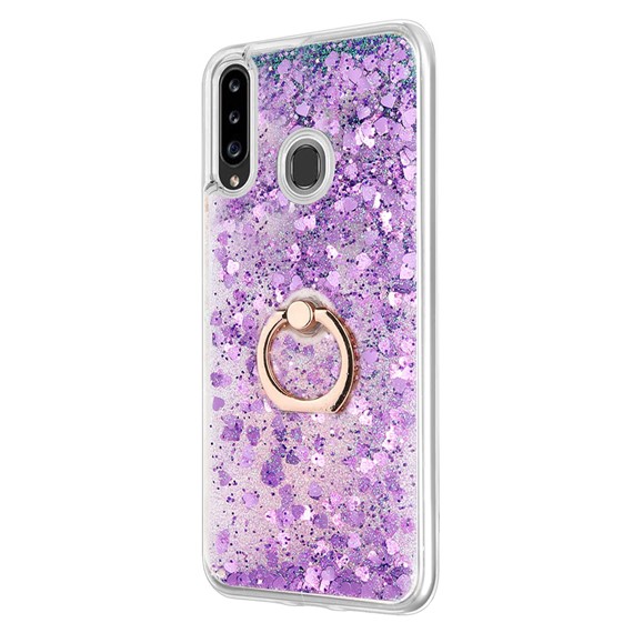 Microsonic Samsung Galaxy A20s Kılıf Glitter Liquid Holder Mor 2