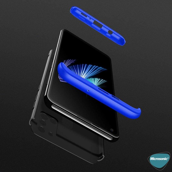 Microsonic Samsung Galaxy A21s Kılıf Double Dip 360 Protective Siyah Mavi 3