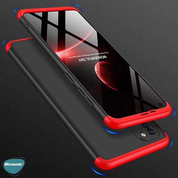 Microsonic Samsung Galaxy A21s Kılıf Double Dip 360 Protective Kırmızı 4