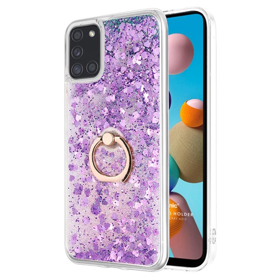 Microsonic Samsung Galaxy A21s Kılıf Glitter Liquid Holder Mor 1