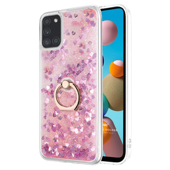 Microsonic Samsung Galaxy A21s Kılıf Glitter Liquid Holder Pembe 1