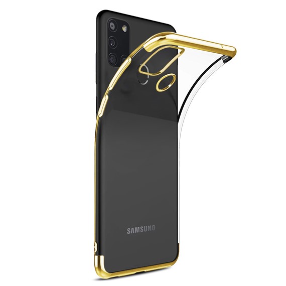 Microsonic Samsung Galaxy A21s Kılıf Skyfall Transparent Clear Gold 2