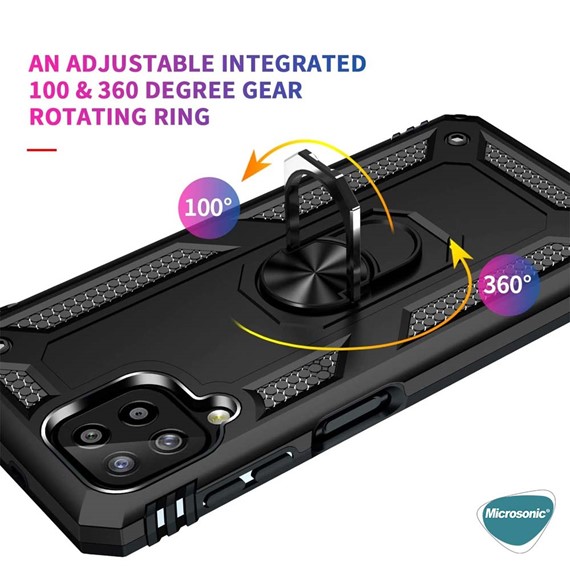 Microsonic Samsung Galaxy M32 4G Kılıf Military Ring Holder Kırmızı 6