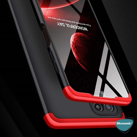 Microsonic Samsung Galaxy M22 Kılıf Double Dip 360 Protective Siyah Kırmızı 3