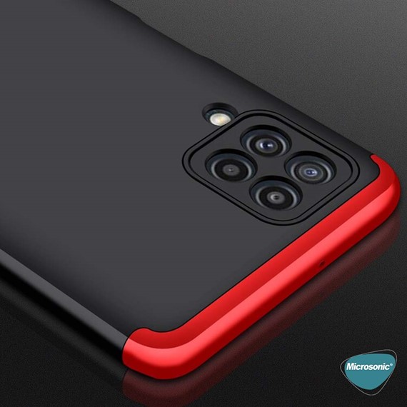 Microsonic Samsung Galaxy M22 Kılıf Double Dip 360 Protective Siyah Kırmızı 6