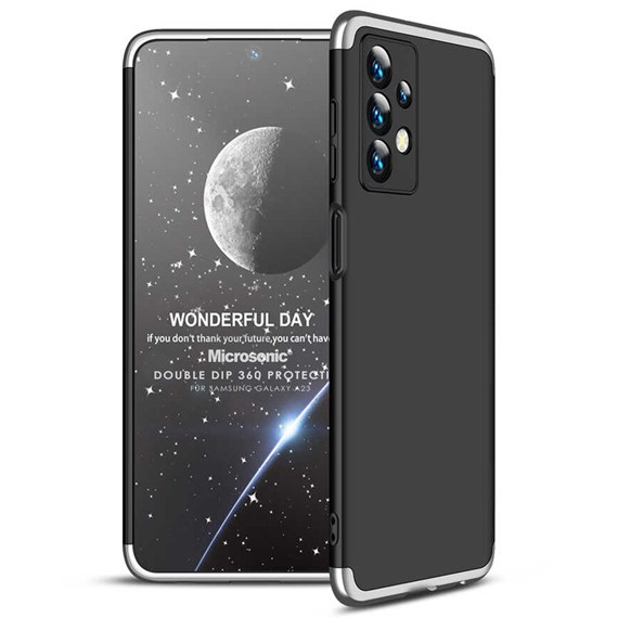 Microsonic Samsung Galaxy A23 Kılıf Double Dip 360 Protective Siyah Gri 1