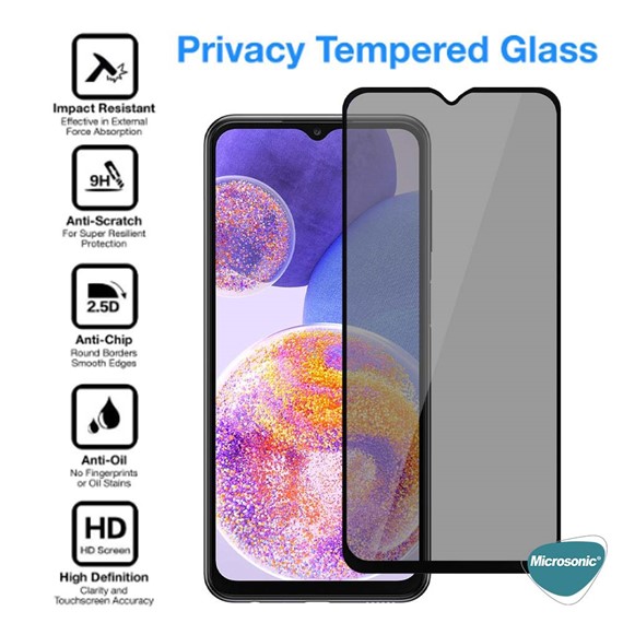 Microsonic TECNO Pova 4 Pro Privacy 5D Gizlilik Filtreli Cam Ekran Koruyucu Siyah 3