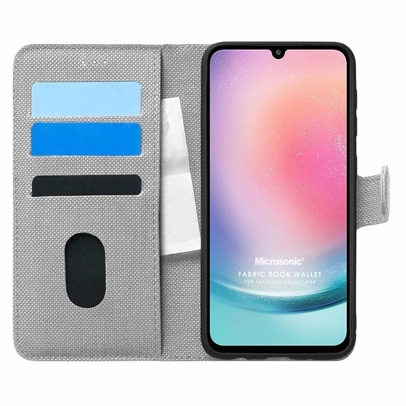 Microsonic Samsung Galaxy A24 Kılıf Fabric Book Wallet Gri 1