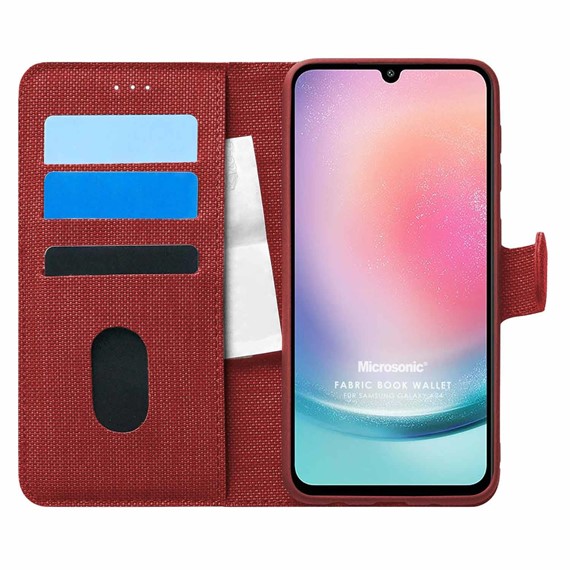Microsonic Samsung Galaxy A24 Kılıf Fabric Book Wallet Kırmızı 1