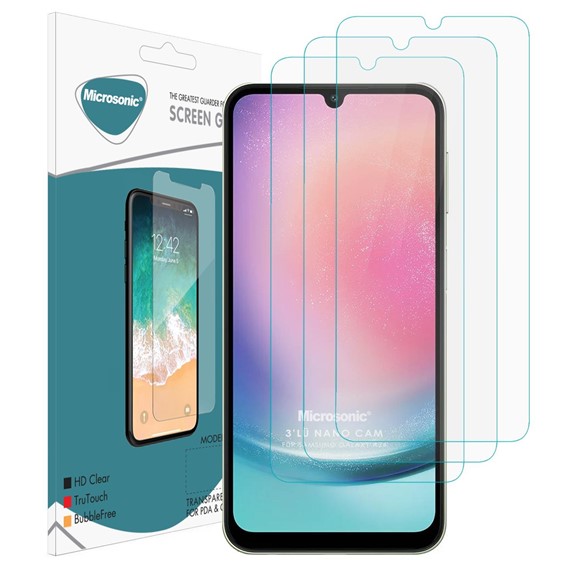 Microsonic Samsung Galaxy A24 Screen Protector Nano Glass Cam Ekran Koruyucu 3 lü Paket 2