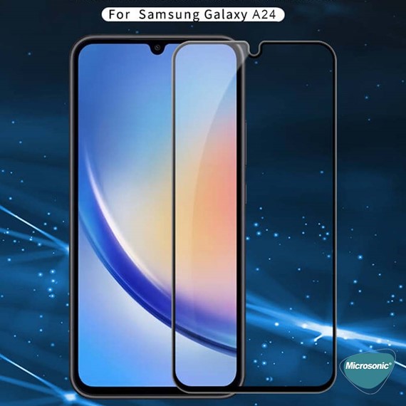 Microsonic Samsung Galaxy A24 Tam Kaplayan Temperli Cam Ekran Koruyucu Siyah 3
