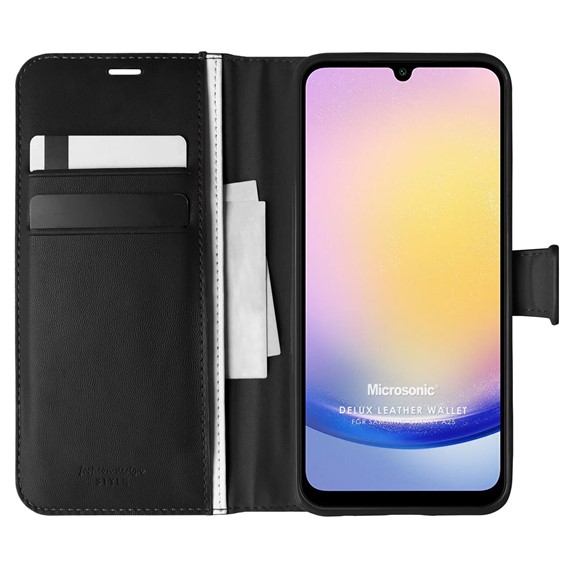Microsonic Samsung Galaxy A25 Kılıf Delux Leather Wallet Siyah 1