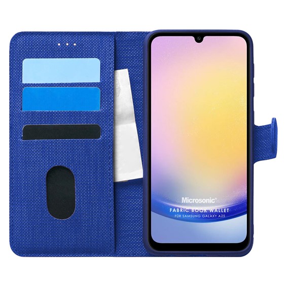 Microsonic Samsung Galaxy A25 Kılıf Fabric Book Wallet Lacivert 1