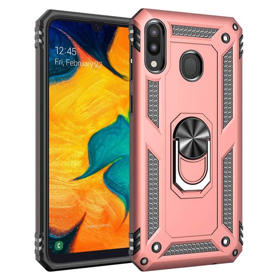 Microsonic Samsung Galaxy A30 Kılıf Military Ring Holder Rose Gold 1