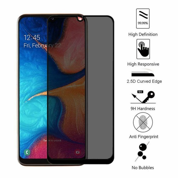 Microsonic Samsung Galaxy A30 Privacy 5D Gizlilik Filtreli Cam Ekran Koruyucu Siyah 5