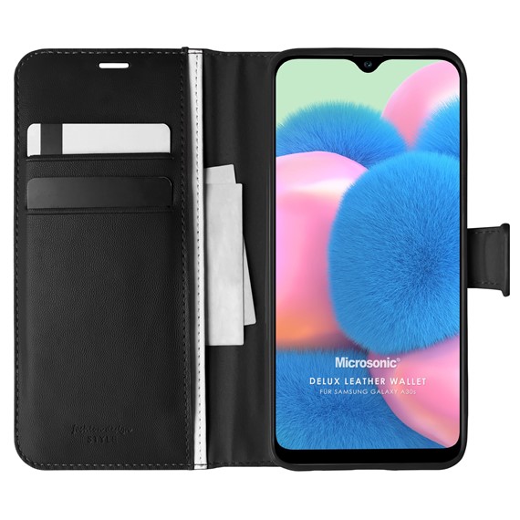 Microsonic Samsung Galaxy A30s Kılıf Delux Leather Wallet Siyah 1