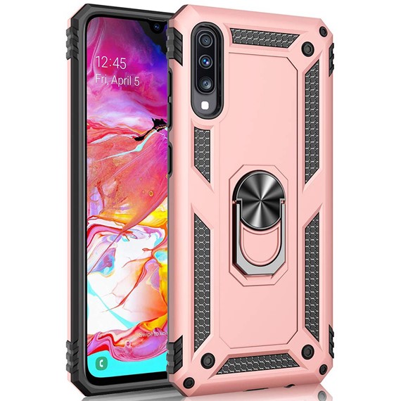 Microsonic Samsung Galaxy A30s Kılıf Military Ring Holder Rose Gold 1