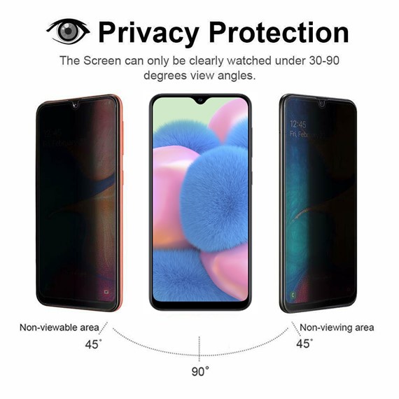 Microsonic Samsung Galaxy A30s Privacy 5D Gizlilik Filtreli Cam Ekran Koruyucu Siyah 2