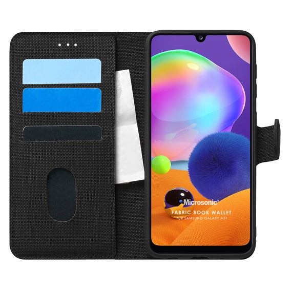 Microsonic Samsung Galaxy A31 Kılıf Fabric Book Wallet Siyah 1