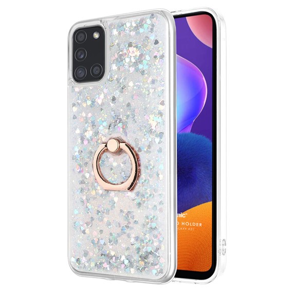 Microsonic Samsung Galaxy A31 Kılıf Glitter Liquid Holder Gümüş 1