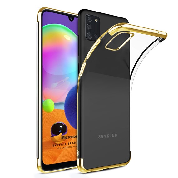 Microsonic Samsung Galaxy A31 Kılıf Skyfall Transparent Clear Gold 1