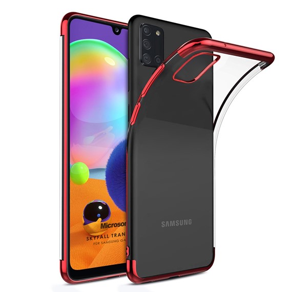 Microsonic Samsung Galaxy A31 Kılıf Skyfall Transparent Clear Kırmızı 1