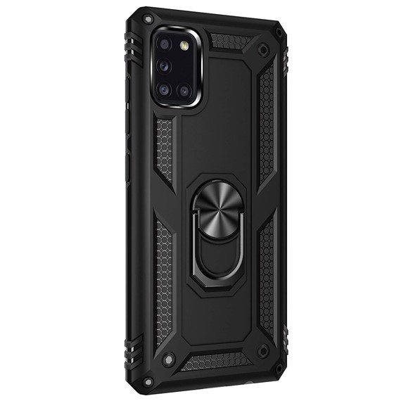 Microsonic Samsung Galaxy A31 Kılıf Military Ring Holder Siyah 2