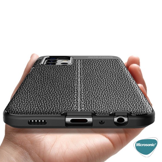 Microsonic Samsung Galaxy A32 4G Kılıf Deri Dokulu Silikon Siyah 7